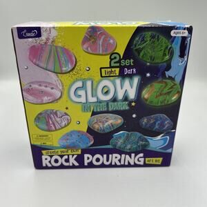 2 in 1 Rock Painting Art Kit - Glow in The Dark Pouring Rock Kit Kids Craft Gift